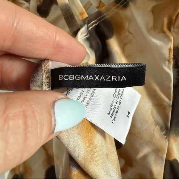 BCBG brown & tan abstract print one-piece strappy swimsuit - 14 (XL) NWT - Picture 6 of 7